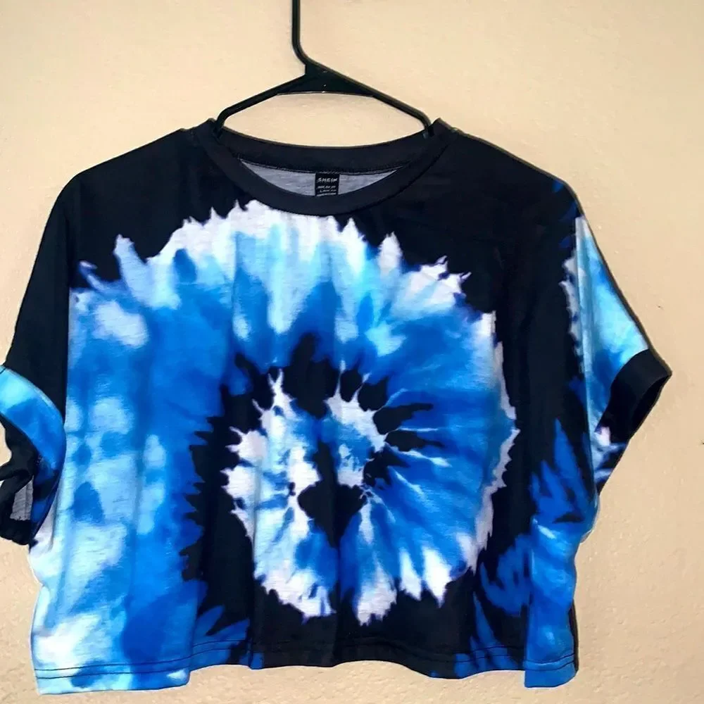 Shein Tie dye mid drift  crop tee shirt size Large